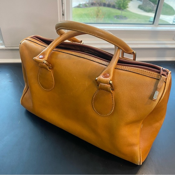 Vintage 1970s Saks Fifth Avenue Satchel Handbag Bag Tobacco Honey Brown Leather - Picture 14 of 17